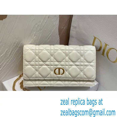 Dior Caro Pouch Bag in White Soft Cannage Calfskin 2024