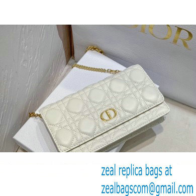 Dior Caro Pouch Bag in White Soft Cannage Calfskin 2024