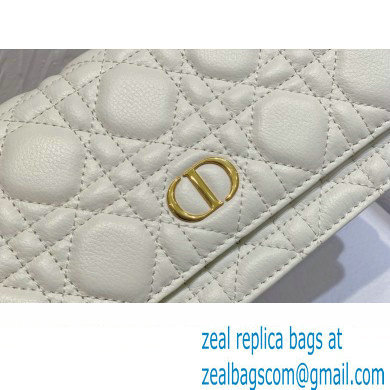 Dior Caro Pouch Bag in White Soft Cannage Calfskin 2024