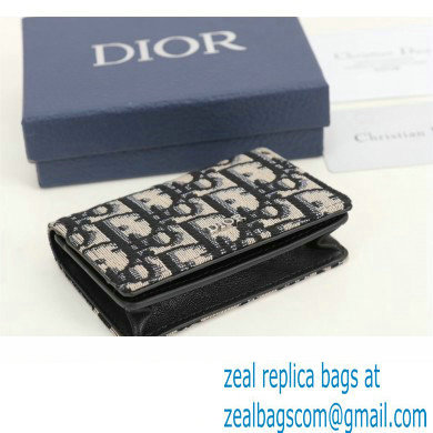 Dior Flap Card Holder in Beige and Black Dior Oblique Jacquard