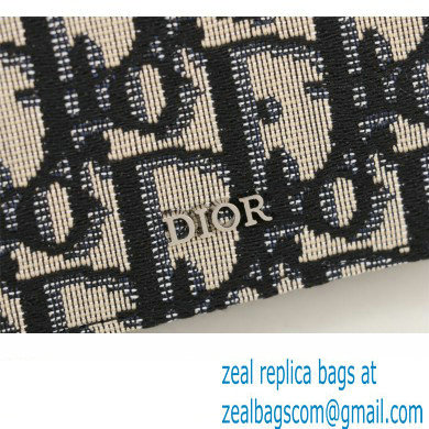 Dior Flap Card Holder in Beige and Black Dior Oblique Jacquard