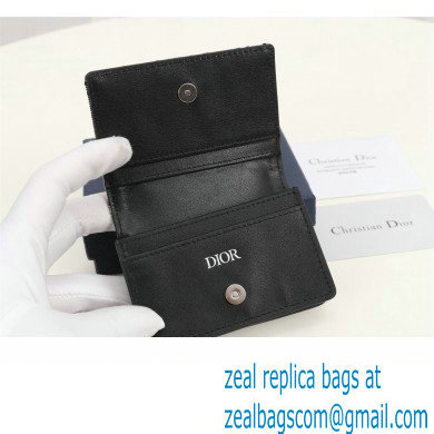 Dior Flap Card Holder in Beige and Black Dior Oblique Jacquard