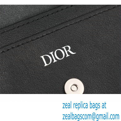 Dior Flap Card Holder in Beige and Black Dior Oblique Jacquard