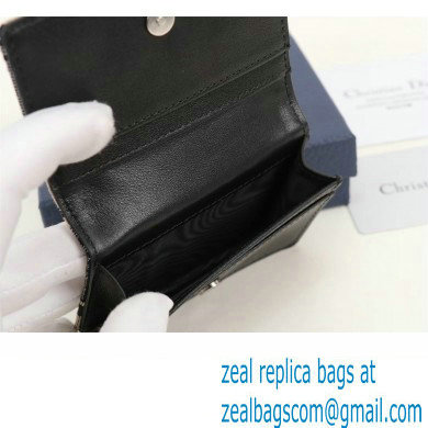 Dior Flap Card Holder in Beige and Black Dior Oblique Jacquard