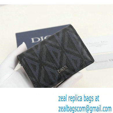 Dior Flap Card Holder in Black CD Diamond Canvas