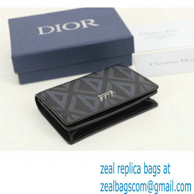 Dior Flap Card Holder in Black CD Diamond Canvas - Click Image to Close