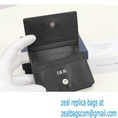 Dior Flap Card Holder in Black CD Diamond Canvas