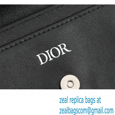 Dior Flap Card Holder in Black CD Diamond Canvas - Click Image to Close