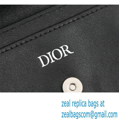 Dior Flap Card Holder in Black CD Diamond Canvas