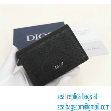Dior Flap Card Holder in Black Dior Oblique Galaxy Calfskin - Click Image to Close
