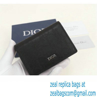 Dior Flap Card Holder in Black Dior Oblique Galaxy Calfskin