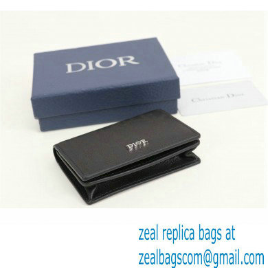 Dior Flap Card Holder in Black Dior Oblique Galaxy Calfskin