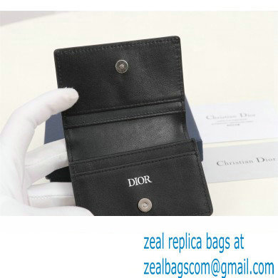 Dior Flap Card Holder in Black Dior Oblique Galaxy Calfskin - Click Image to Close