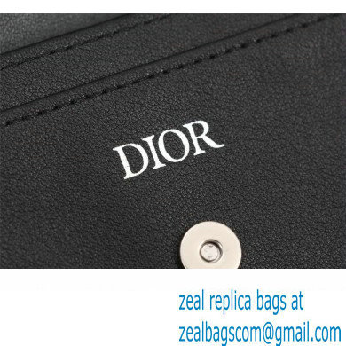 Dior Flap Card Holder in Black Dior Oblique Galaxy Calfskin