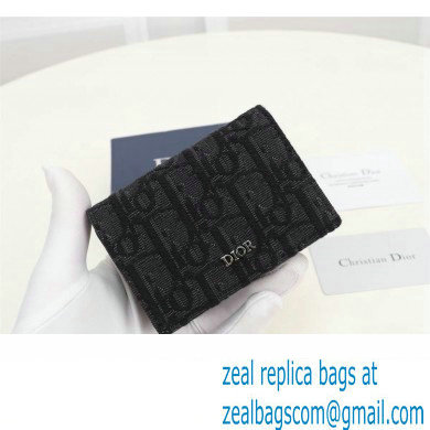 Dior Flap Card Holder in Black Dior Oblique Jacquard - Click Image to Close