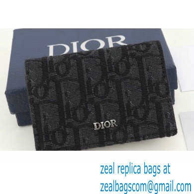 Dior Flap Card Holder in Black Dior Oblique Jacquard