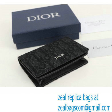 Dior Flap Card Holder in Black Dior Oblique Jacquard - Click Image to Close