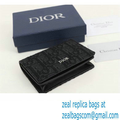 Dior Flap Card Holder in Black Dior Oblique Jacquard