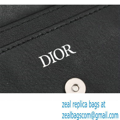 Dior Flap Card Holder in Black Dior Oblique Jacquard