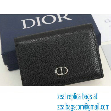 Dior Flap Card Holder in Black Grained Calfskin with CD Icon Signature - Click Image to Close