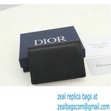 Dior Flap Card Holder in Black Grained Calfskin with CD Icon Signature