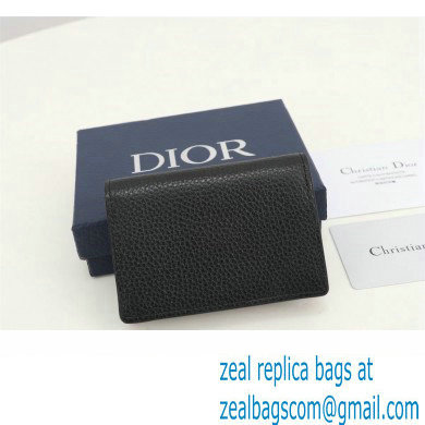 Dior Flap Card Holder in Black Grained Calfskin with CD Icon Signature - Click Image to Close