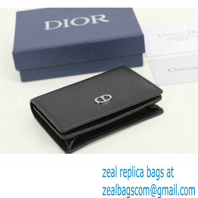 Dior Flap Card Holder in Black Grained Calfskin with CD Icon Signature - Click Image to Close