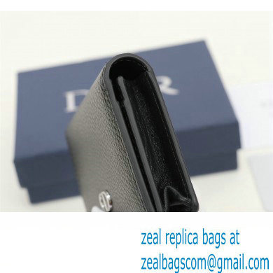Dior Flap Card Holder in Black Grained Calfskin with CD Icon Signature - Click Image to Close