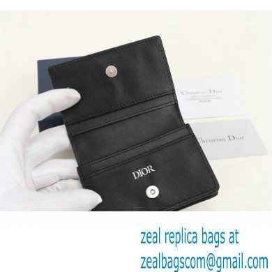 Dior Flap Card Holder in Black Grained Calfskin with CD Icon Signature - Click Image to Close