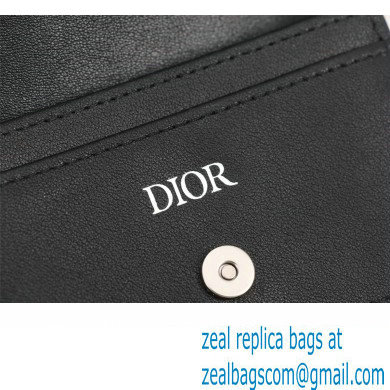Dior Flap Card Holder in Black Grained Calfskin with CD Icon Signature