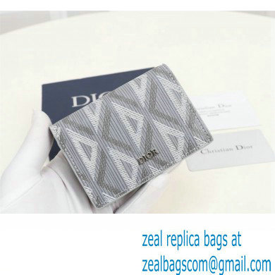 Dior Flap Card Holder in Gray CD Diamond Canvas - Click Image to Close