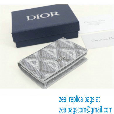 Dior Flap Card Holder in Gray CD Diamond Canvas - Click Image to Close