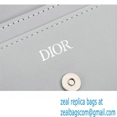Dior Flap Card Holder in Gray CD Diamond Canvas