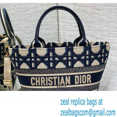 Dior Hat Basket Bag In Beige and Blue Macrocannage Embroidery 2024 - Click Image to Close