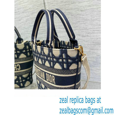 Dior Hat Basket Bag In Beige and Blue Macrocannage Embroidery 2024