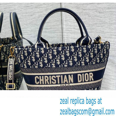 Dior Hat Basket Bag In Blue and Beige Dior Oblique Embroidery 2024