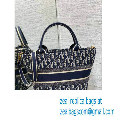 Dior Hat Basket Bag In Blue and Beige Dior Oblique Embroidery 2024 - Click Image to Close