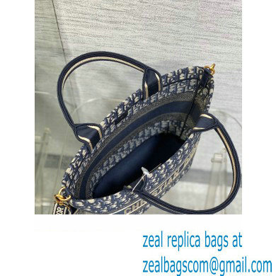 Dior Hat Basket Bag In Blue and Beige Dior Oblique Embroidery 2024