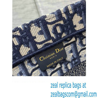Dior Hat Basket Bag In Blue and Beige Dior Oblique Embroidery 2024