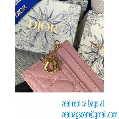 Dior Lady Dior Five-Slot Card Holder in Cannage Lambskin Pink
