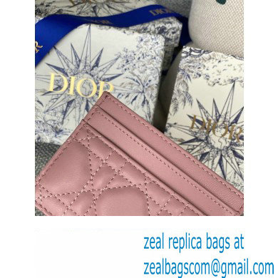 Dior Lady Dior Five-Slot Card Holder in Cannage Lambskin Pink