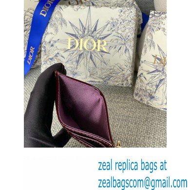 Dior Lady Dior Five-Slot Card Holder in Patent Cannage Calfskin Burgundy