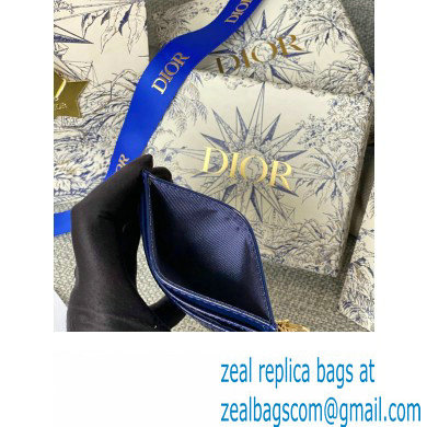 Dior Lady Dior Five-Slot Card Holder in Patent Cannage Calfskin Dark Blue