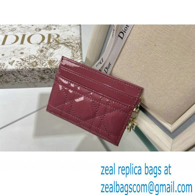 Dior Lady Dior Five-Slot Card Holder in Patent Cannage Calfskin Red - Click Image to Close