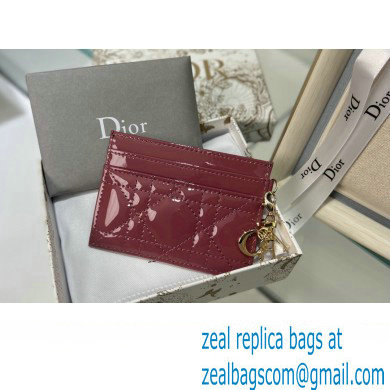 Dior Lady Dior Five-Slot Card Holder in Patent Cannage Calfskin Red - Click Image to Close