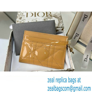 Dior Lady Dior Five-Slot Card Holder in Patent Cannage Calfskin yellow