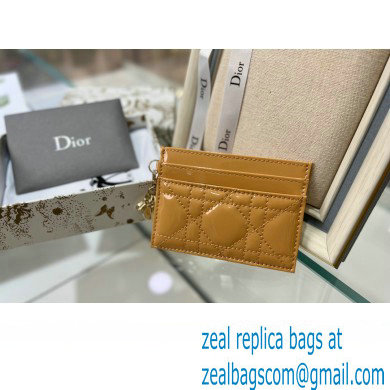 Dior Lady Dior Five-Slot Card Holder in Patent Cannage Calfskin yellow