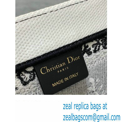 Dior Large Book Tote Bag in Black and White Butterfly Bandana Embroidery