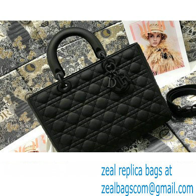 Dior Large Lady Dior Bag in Black Ultramatte Cannage Calfskin