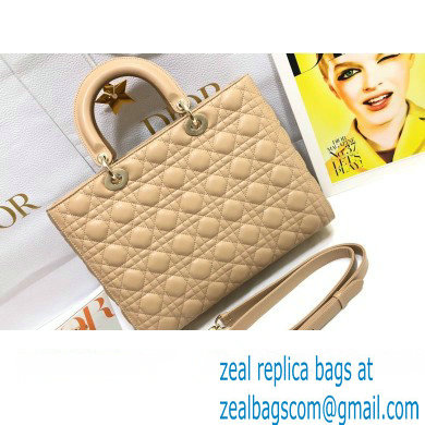 Dior Large Lady Dior Bag in Cannage Lambskin Beige